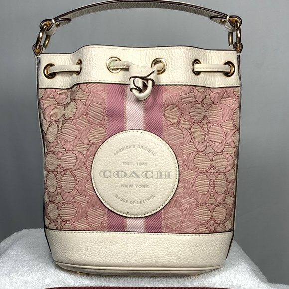 Coach Dempsey Bucket Bag in Signature Jacquard With Stripe And Coach Patch - Picture 1 of 12